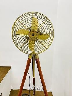 Stand Nautical Floor Fan Home Decor Vintage Style Brass Antique Tripod Fan With