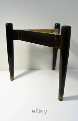Stool tripod wooden & leather scandinavian Vintage Design stool 60'S