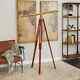 Stylish Floor Standing Brass Telescope With Wooden Tripod Stand Antique Designer