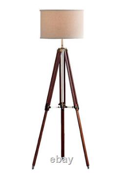 Surveyor Tripod Floor Lamp For Living Room Cherry Finish Wood Home Decor Lamp