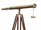 Telescope 39 Inch Spyglass Vintage Antique Single Barrel With Wooden Tripod
