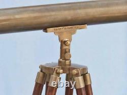 TELESCOPE 39 Inch Spyglass Vintage Antique Single Barrel With Wooden Tripod