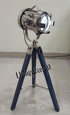 Table Lamp Spotlight Vintage Wooden tripod Lamp Nautical Collectible Decor Gift