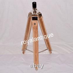 Teak Wooden Tripod Lamp Stand Vintage Industrial Metal Tripod Floor Lamp Decor