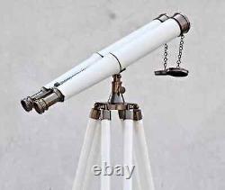Telescope 27'' Wooden Tripod With Stand Vintage Antique Nautical Decorative