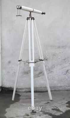 Telescope 27'' Wooden Tripod With Stand Vintage Antique Nautical Decorative