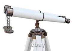 Telescope 27'' Wooden Tripod With Stand Vintage Antique Nautical Decorative
