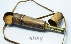 Telescope Brass Antique Nautical Vintage Spyglass Wooden Leather Marine Tripod