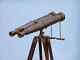 Telescope Spyglass Binoculars Brass Wooden Tripod Vintage Antique Nautical Decor