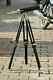 Telescope With Wooden Tripod Stand Antique Nautical Floor Standing Brass 18 Inch