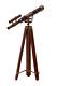 Telescope With Wooden Tripod Stand Nautical Floor Standing Brass Telescope