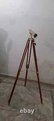 Telescope With Wooden Tripod Stand Telescope Nautical Brass Floor Standing