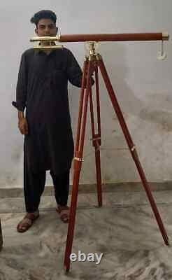 Telescope With Wooden Tripod Stand Telescope Nautical Brass Floor Standing