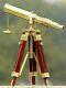 Telescope Wooden Tripod Vintage Antique Brass Telescope Nautical Decorative Gift