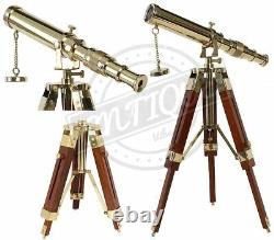 Telescope Wooden Tripod Vintage Antique Brass Telescope Nautical Decorative gift