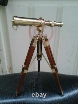 Telescope Wooden Tripod Vintage Antique Brass Telescope Nautical Decorative gift