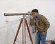 Telescope Floor Standing Brass Wooden Tripod Stand Telescope