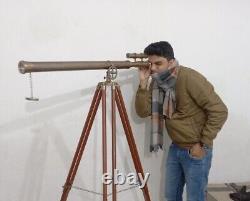 Telescope floor standing brass wooden tripod stand Telescope