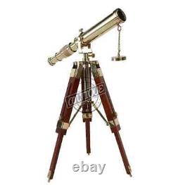 Telescope with Wooden Tripod Vintage Antique Nautical Decorative Brass gift