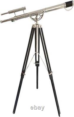 Telescope with Wooden Tripod Vintage Antique Nautical Decorative Gift Solid Brass