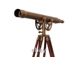 Telescope with Wooden Tripod Vintage Antique Nautical Decorative Gift Solid CA53