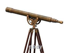 Telescope with Wooden Tripod Vintage Antique Nautical Decorative Gift Solid CA53