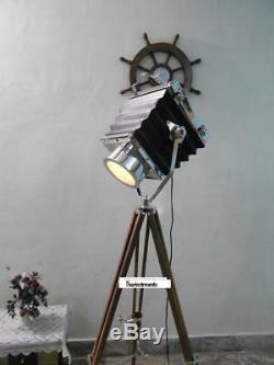 Theater SpotLight With Solid Wooden Tripod Floor Lamp Vintage/Retro Style Item
