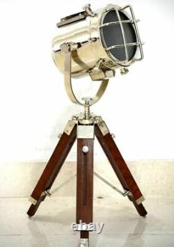 Theater Spot Light With Wooden Tripod Lighting Floor Vintage Lamp HANDMADE GIFTS