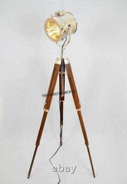 Thor Vintage Stage Searchlight Wooden Tripod Stand Search Light Studio Spot Lamp