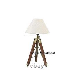 Tripod Floor Lamp Nautical Spotlight Vintage Studio Wooden Light Home Office