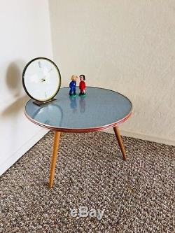 Tripod Mid Century Plant Stand Side Table End Table Blue Gold Vintage Atomic
