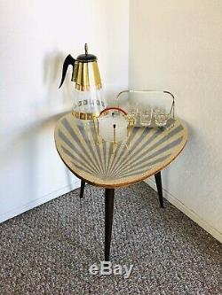 Tripod Mid Century Plant Stand Table Display Side End Table Vintage Ray of Sun
