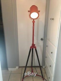 Tripod Spotlight Floor Lamp Vintage Retro Light Industrial Wood Legs