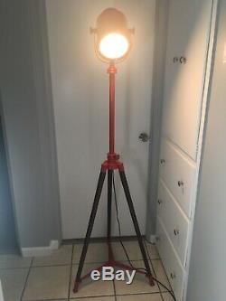 Tripod Spotlight Floor Lamp Vintage Retro Light Industrial Wood Legs