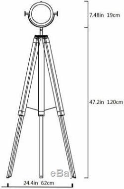 Tripod Spotlight Floor Lamp Vintage Retro Light Industrial Wooden Lighting New