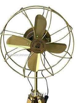 Unique Collectible Pedestal Fan with Wooden Tripod Functional Home Decor