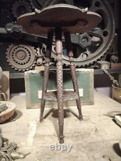 Unusual Vintage Fine Carved Tripod Table. Folk Art. 3 Leged Gypsy