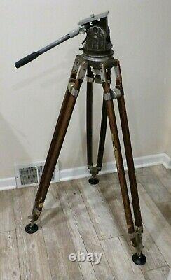 VINTAGE NATIONAL CINE EQ. WOOD TRIPOD stage light 35MM MOVIE CAMERA RARE