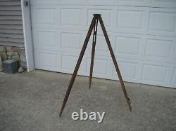 VINTAGE WOOD BRASS SURVEYORS TRIPOD 57 1/2 Great Patina