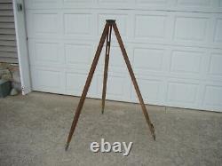 VINTAGE WOOD BRASS SURVEYORS TRIPOD 57 1/2 Great Patina