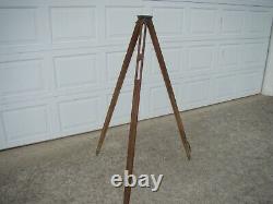 VINTAGE WOOD BRASS SURVEYORS TRIPOD 57 1/2 Great Patina