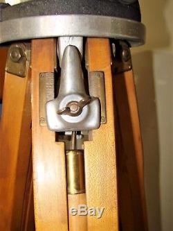 VINTAGE WOOD BRASS TRIPOD With RIES MODEL A PHOTOPLANE TILT HEAD HOLLYWOOD