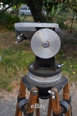 VTG ARRI BALL CAMERA HEAD With HEAVY WOODEN TRIPOD WEST GERMANY