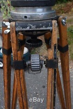 VTG ARRI BALL CAMERA HEAD With HEAVY WOODEN TRIPOD WEST GERMANY