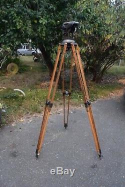 VTG ARRI BALL CAMERA HEAD With HEAVY WOODEN TRIPOD WEST GERMANY