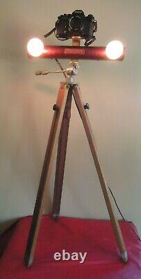 VTG Wooden Camera Tripod w Removable Lights for Camera with Mayfair Multi-Lite