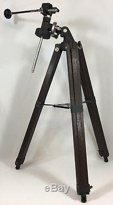 VTG Wooden Telescope Tripod Mahogany Steel Stand Adjustable Weight Mount Head