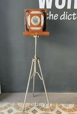 Victorian floor wooden camera with tripod stand old London vintage style decor
