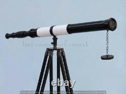 Vintage 39 Brass Spyglass Telescope Tripod Collectible WithBlack Tripod Stand