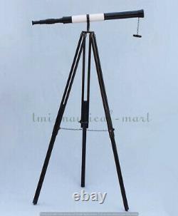 Vintage 39 Brass Spyglass Telescope Tripod Collectible WithBlack Tripod Stand